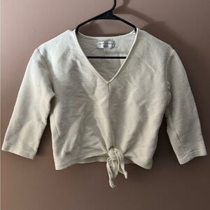 TeXTURE & THREAD by Madewell Cream Tie-Front Top